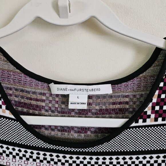 Diane von Furstenberg Eleanor Dress Large Jacquard A-Line Banded DVF NWOT - Picture 4 of 11